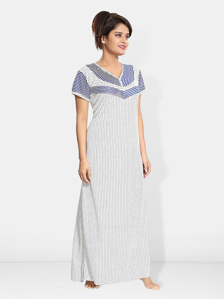 Be You Printed Satin V-Neck Maternity Maxi Nightdress