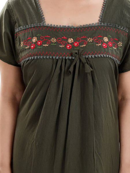 Be You Floral Embroidered Square Neck Maxi Sweat Nightdress
