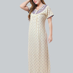 Be You Off White Embroidered Maxi Nightdress