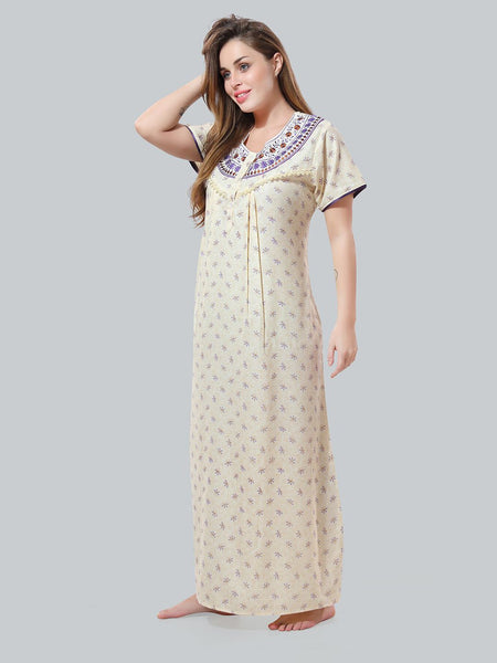 Be You Off White Embroidered Maxi Nightdress