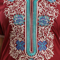 Be You Ethnic Motifs Embroidered Maxi Nightdress