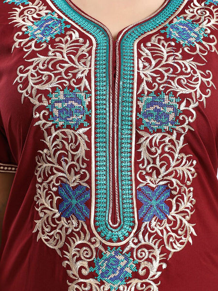 Be You Ethnic Motifs Embroidered Maxi Nightdress