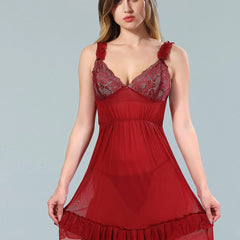 Be You Maroon Net Baby Doll