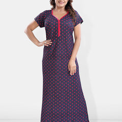 Be You Polka Dot Printed V-Neck Satin Maxi Nightdress
