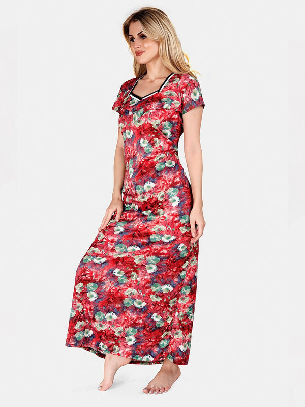 Be You Printed Satin Maternity Maxi Nightdress