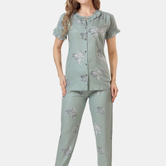 Be You Floral Printed Shirt And Pyjama Night Suit