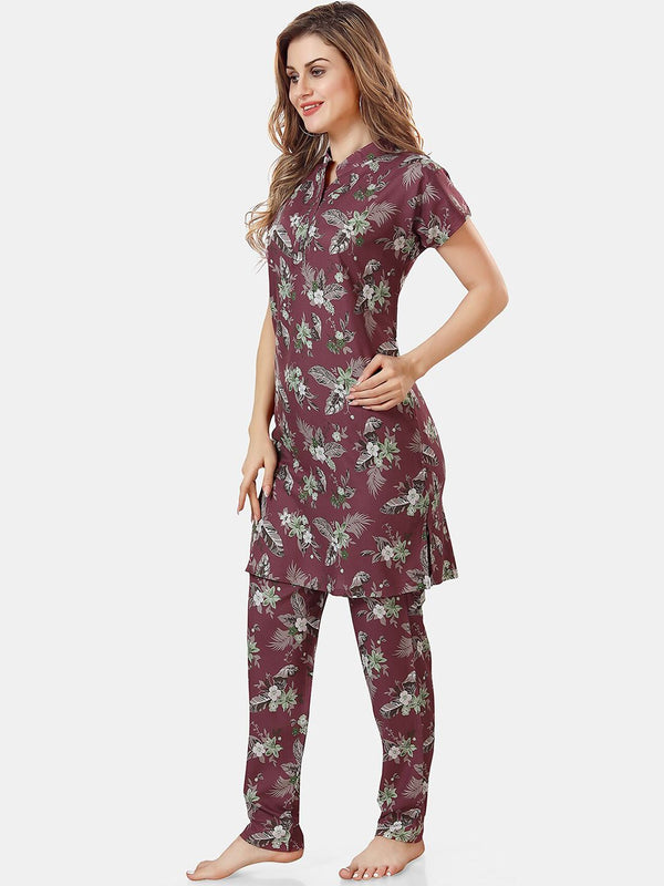 Be You Floral Printed Longline Night Suit