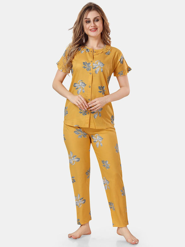 Be You Floral Printed Ruffles Night Suit