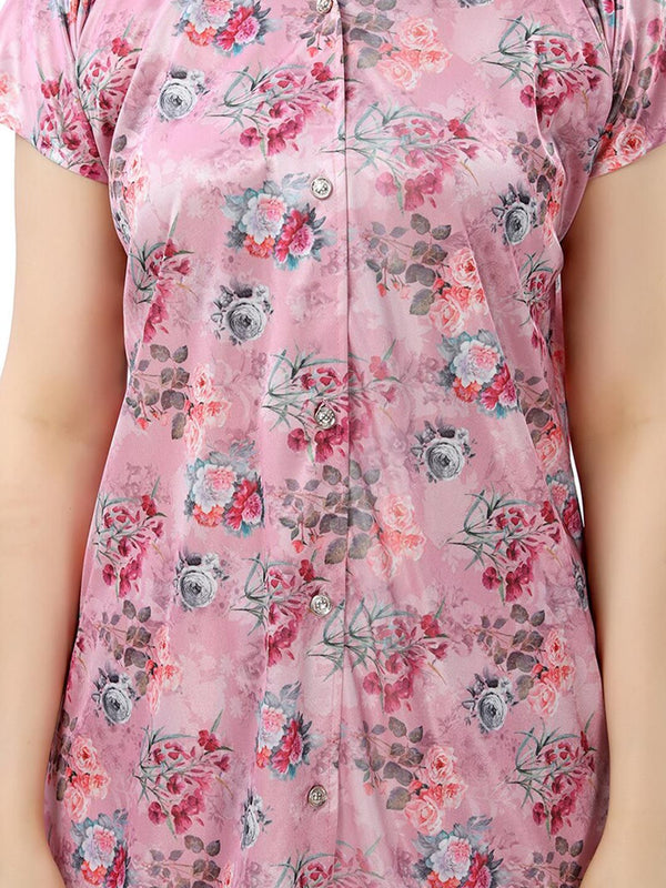 Be You Floral Printed Satin Night Suit