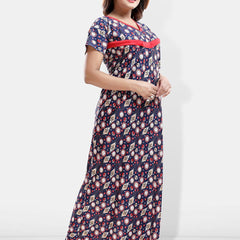 Be You Floral Printed Maxi Satin Maternity Nightdress