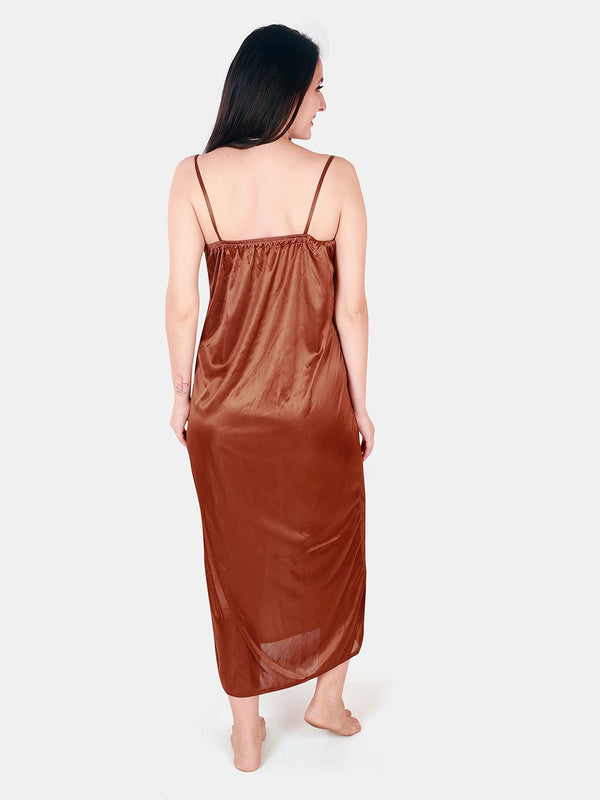 Be You Floral Lace Shoulder Straps Satin Maxi Nightdress With Robe