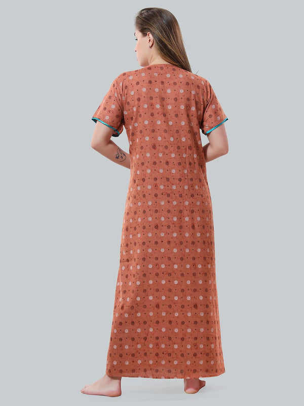 Be You Peach-Coloured Embroidered Maxi Nightdress