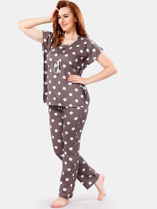 Be You Polka Dots Printed Kaftan Night Suit