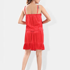 Be You Shoulder Straps Satin Night Suit With Robe