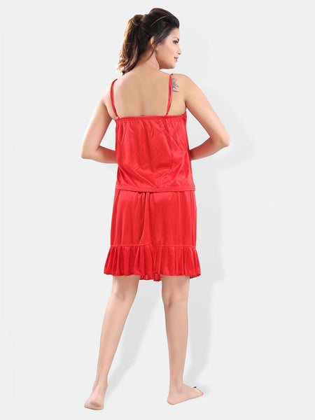 Be You Shoulder Straps Satin Night Suit With Robe