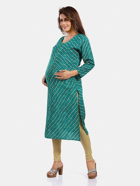 Be You Leheriya Printed Round Neck Kurta