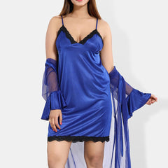 Be You V-Neck Satin Wrap Nightdress With Robe