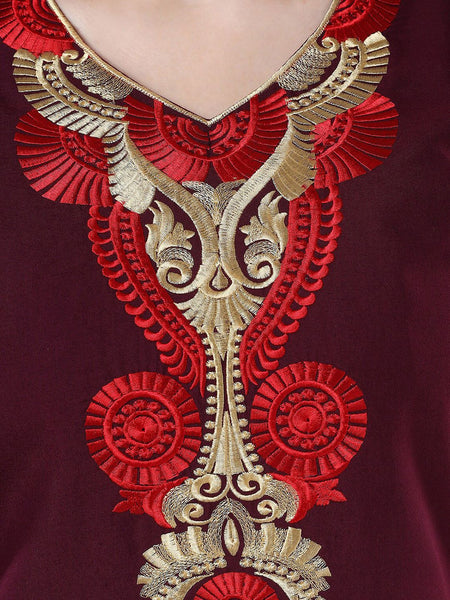 Be You Burgundy Embroidered Maxi Nightdress