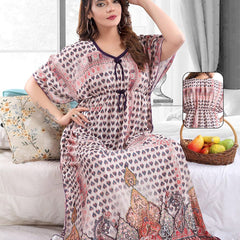 Be You Conversational Printed Satin Maxi Kaftan Nightdress