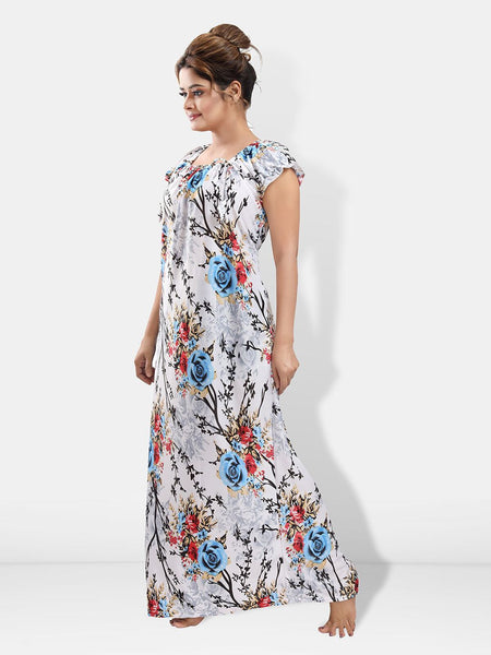 Be You Floral Printed Satin Maxi Nightdress