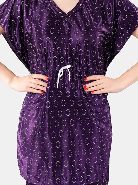 Be You Geometric Printed Satin Night Suit