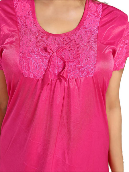 Be You Self Design Satin Maxi Nightdress