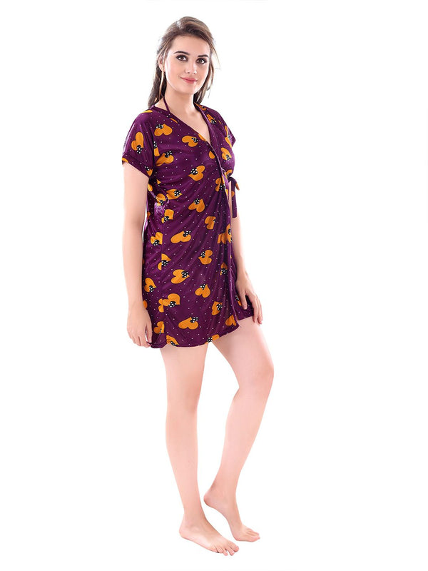 Be You Women Set of 3 Purple Printed Nightdress