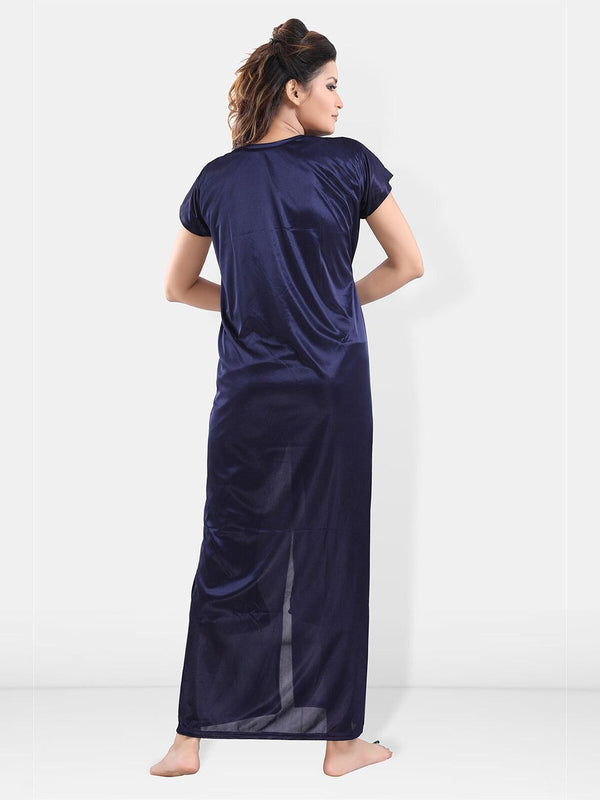 Be You Square Neck Satin Night Suit With Robe