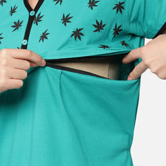Be You Turquoise Blue Cotton Blend Maternity Nightdress