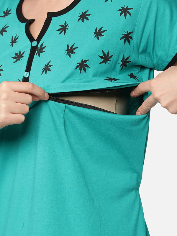Be You Turquoise Blue Cotton Blend Maternity Nightdress