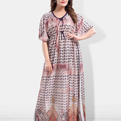 Be You Conversational Printed Satin Maxi Kaftan Nightdress