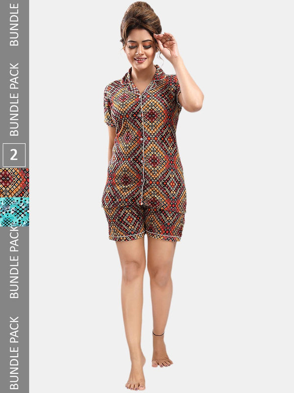 Be You Pack Of 2 Printed Night suits