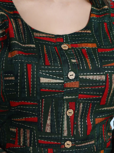 Be You Abstract Printed Round Neck Maternity Kurta