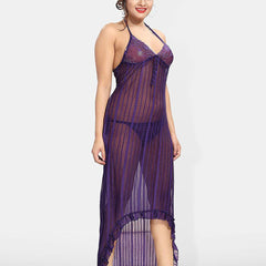 Be You Self Design Net Halter Neck Baby Doll With Brief