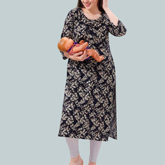 Be You Women Foil Printed Maternity Kurta