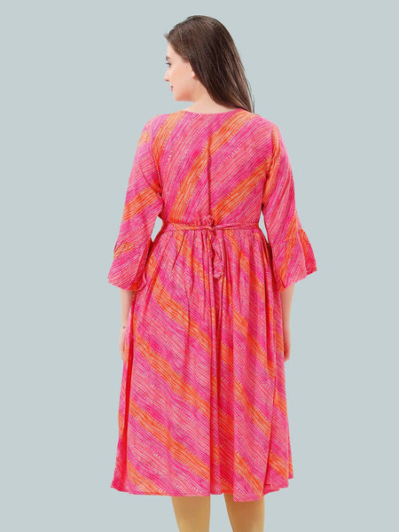 Be You Women Striped Bell Sleeves Maternity Kurta