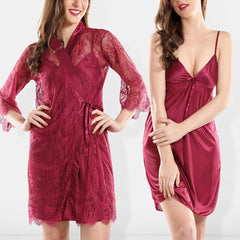 Be You Shoulder Straps Nightdress With Robe