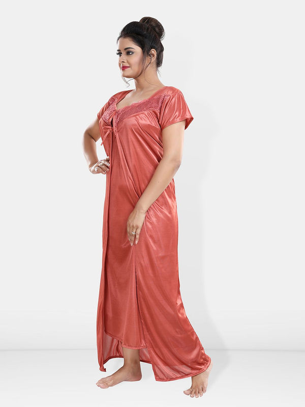 Be You Maxi Satin Wrap Nightdress With Robe