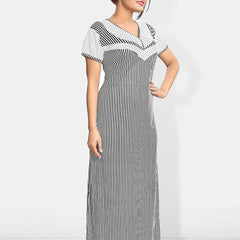 Be You Striped Maxi Satin Maternity Sweat Nightdress