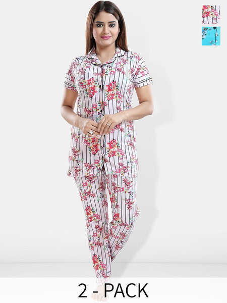Be You Pack of 2 Printed Cotton Night suit