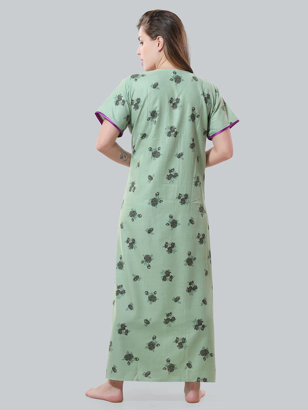 Be You Green Embroidered Maxi Nightdress