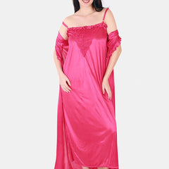 Be You Floral Lace Shoulder Straps Satin Maxi Nightdress With Robe
