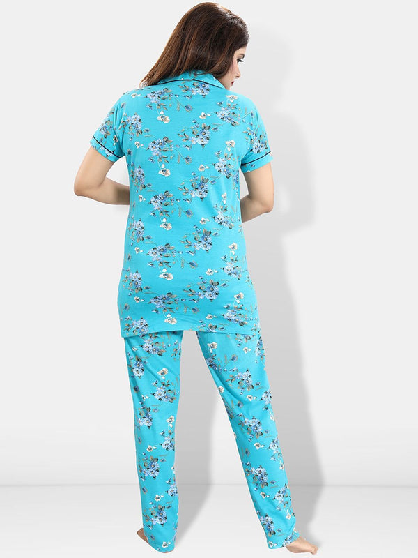 Be You Pack Of 2 Printed Lapel Collar Pure Cotton Night suit