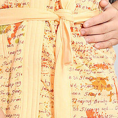 Be You Letter Print Peach Typography Cotton Drawstring Knee Length Bath Robe