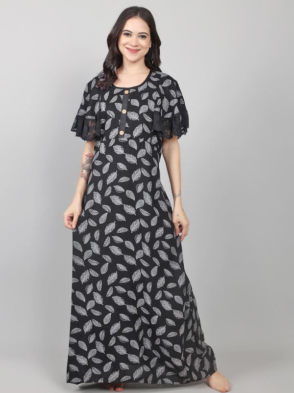 Be You Alpine Leaf Printed Maxi Nightdress