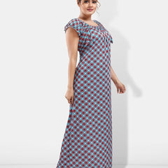 Be You Floral Printed Square Neck Maxi Satin Nightdress