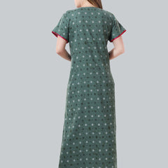 Be You Green Embroidered Maxi Nightdress