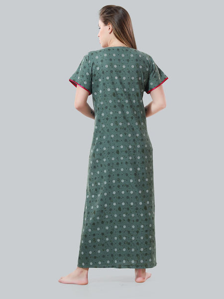 Be You Green Embroidered Maxi Nightdress