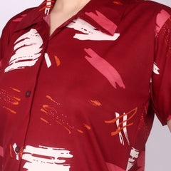 Be You Women Maroon Printed Night suit
