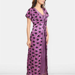 Be You Women Conversational Printed Maxi Nightdress With Robe